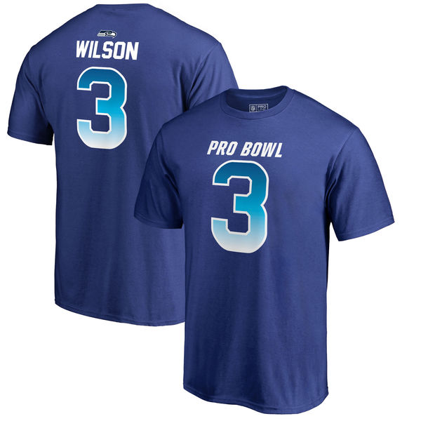 Seahawks Russell Wilson AFC Pro Line 2018 NFL Pro Bowl Royal T-Shirt (All Size)