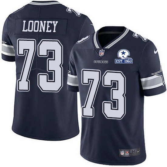 Men's Dallas Cowboys #73 Joe Looney Navy With Est 1960 Patch Limited Stitched NFL Jersey