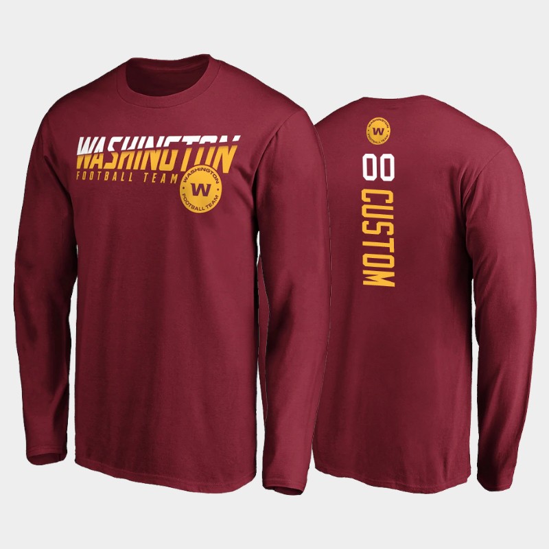 Washington Football Team ACTIVE PLAYER Custom Burgundy 2020 Disrupt Mascot Long Sleeve T-Shirt (All Size)