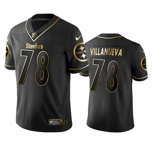 Men's Pittsburgh Steelers #78 Alejandro Villanueva Black 2019 Golden Edition Limited Stitched NFL Jersey