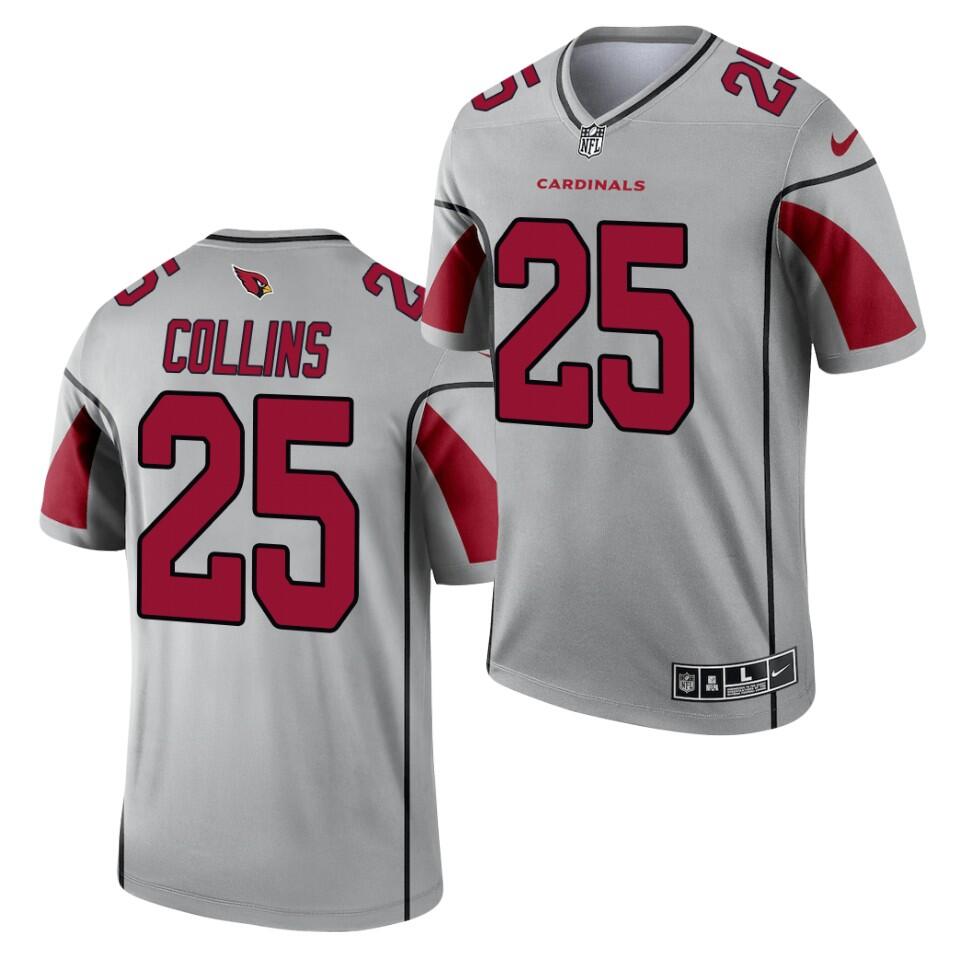 Men's Arizona Cardinals #25 Zaven Collins Silver 2021 Inverted Legend Stitched Jersey - Click Image to Close