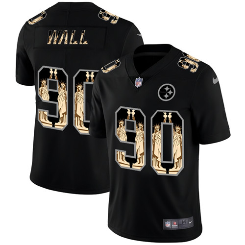 Men's Pittsburgh Steelers #90 T. J. Watt 2019 Black Statue Of Liberty Limited Stitched NFL Jersey - Click Image to Close