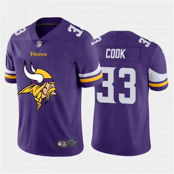 Men's Minnesota Vikings #33 Dalvin Cook Purple 2020 Team Big Logo Limited Stitched Jersey - Click Image to Close