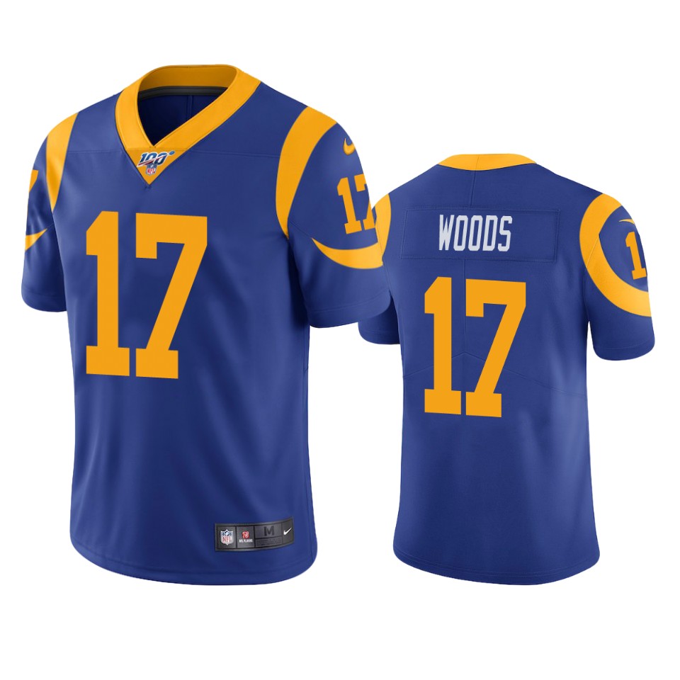 Men's Los Angeles Rams #17 Robert Woods Blue 2019 100th Season Vapor Untouchable Limited Stitched NFL Jersey - Click Image to Close