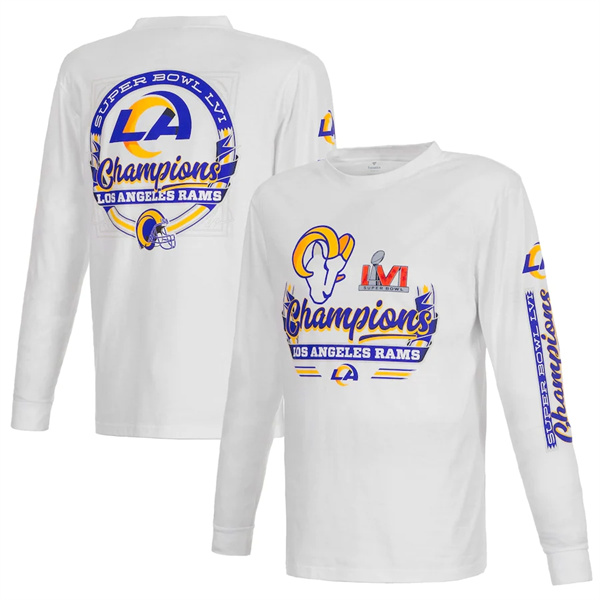 Men's Los Angeles Rams 2022 White Super Bowl LVI Champions Long Sleeve T-Shirt