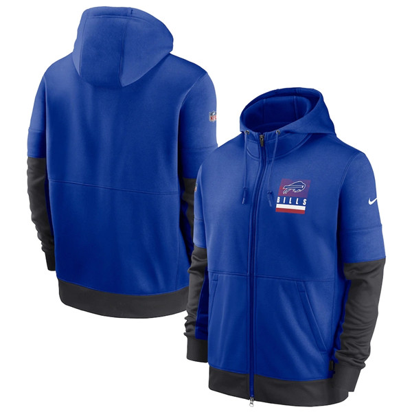 Men's Buffalo Bills Royal Sideline Impact Lockup Performance Full-Zip NFL Hoodie