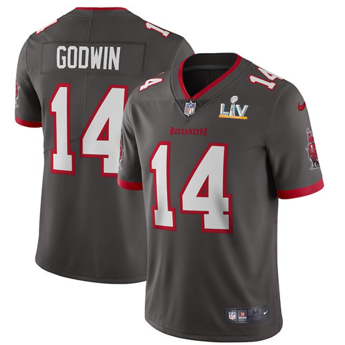 Men's Tampa Bay Buccaneers #14 Chris Godwin Grey 2021 Super Bowl LV Limited Stitched NFL Jersey - Click Image to Close