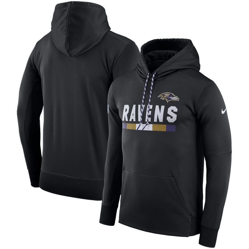 Men's Baltimore Ravens Nike Black Sideline Team Name Performance Pullover Hoodie