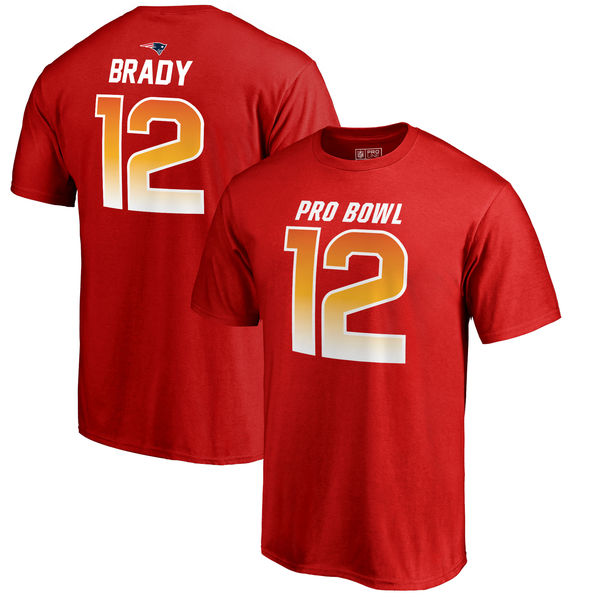 Patriots Tom Brady AFC Pro Line 2018 NFL Pro Bowl Red T-Shirt (All Size)