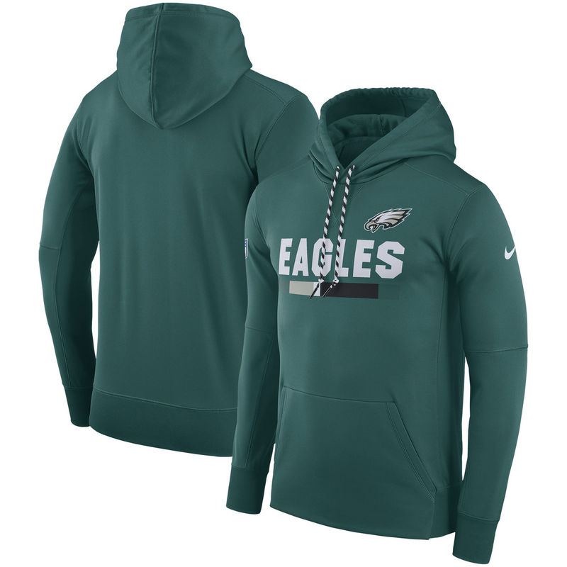 Men's Philadelphia Eagles Nike Green Sideline Team Name Performance Pullover Hoodie