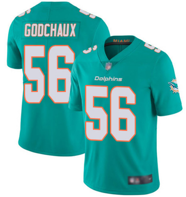 Men's Miami Dolphins #56 Davon Godchaux Aqua Vapor Limited Stitched Jersey