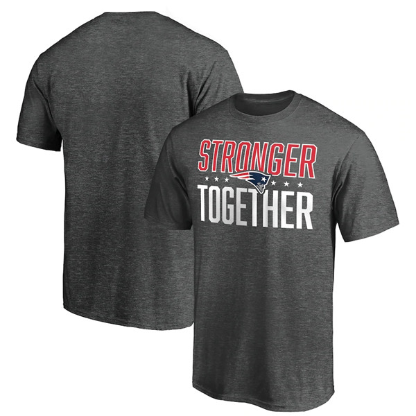 New England Patriots Heather Charcoal Stronger Together T-Shirt (All Size)