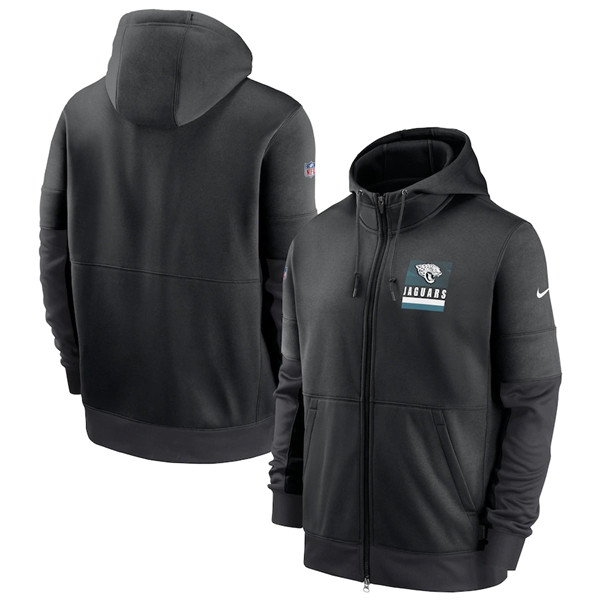 Men's Jacksonville Jaguars Black Sideline Impact Lockup Performance Full-Zip NFL Hoodie