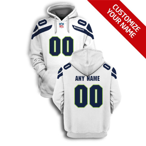 Seattle Seahawks Active Player Custom 2021 White Pullover Hoodie(Stitched number&name)