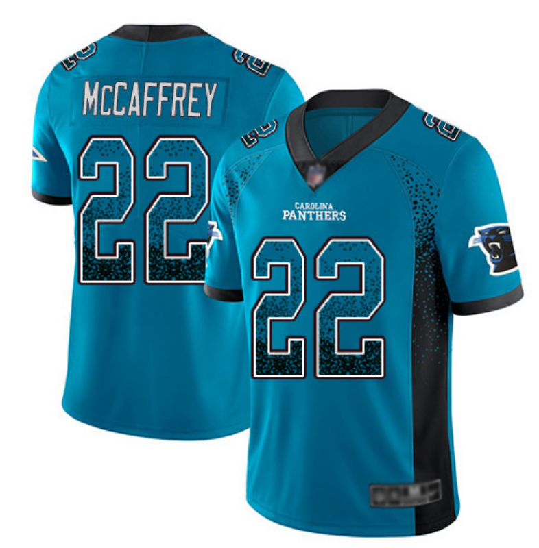 Men's Carolina Panthers #22 Christian McCaffrey Blue Drift Fashion Color Rush Limited Stitched NFL Jersey