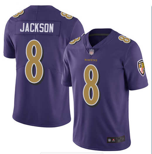 Men's Baltimore Ravens #8 Lamar Jackson Purple Color Rush Limited NFL Jersey