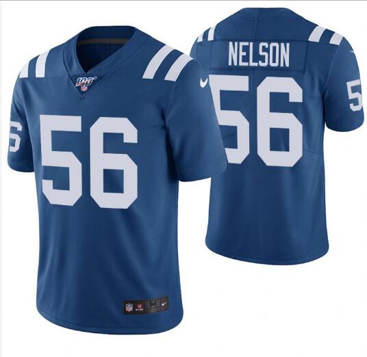 Men's Indianapolis Colts #56 Quenton Nelson Blue 2019 100th Season Vapor Untouchable Limited Stitched NFL Jersey - Click Image to Close