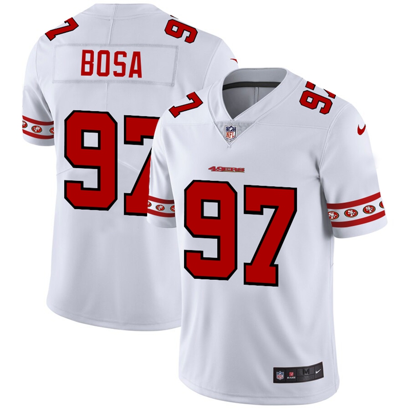 Men's San Francisco 49ers #97 Nick Bosa White 2019 Team Logo Cool Edition Stitched NFL Jersey