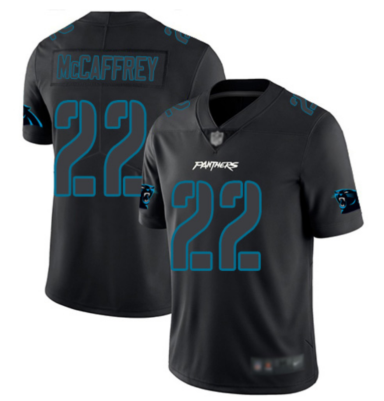 Men's Carolina Panthers #22 Christian McCaffrey Black Impact Limited Stitched NFL Jersey