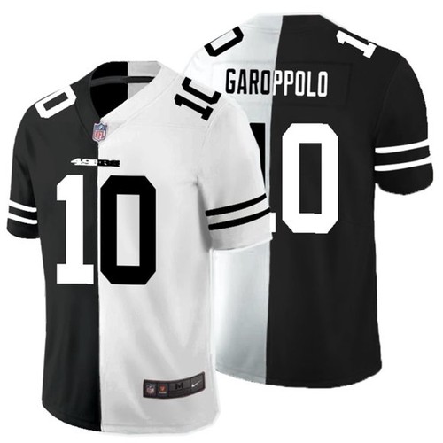 Men's San francisco 49ers #10 Jimmy Garoppolo Black White Split 2020 Stitched Jersey