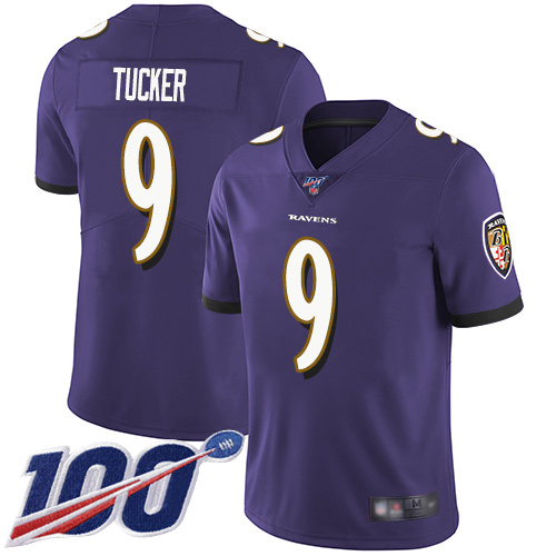 Men's Baltimore Ravens #9 Justin Tucker Blue 2019 100th Season Vapor Untouchable Limited NFL Jersey