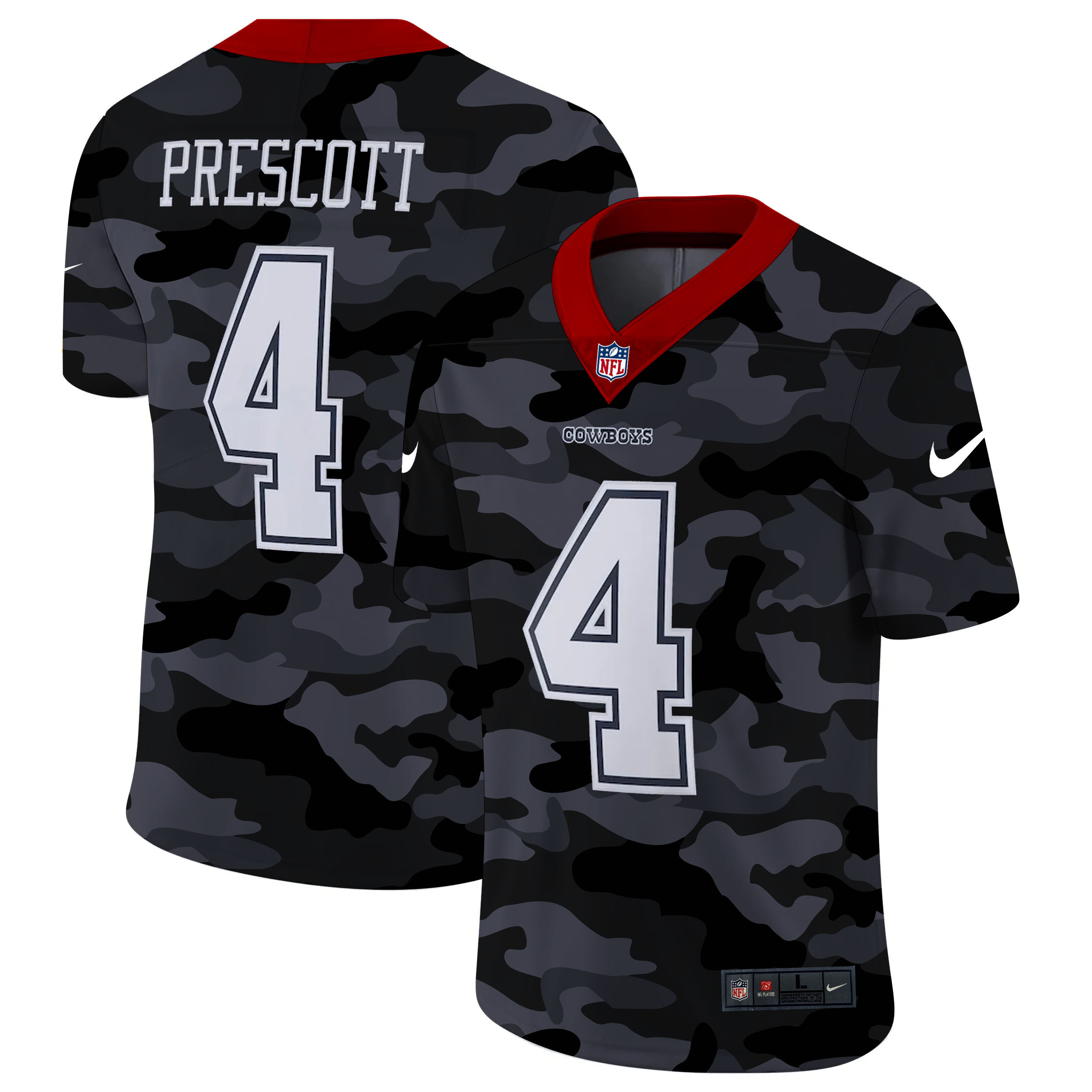 Men's Dallas Cowboys #4 Dak Prescott 2020 Camo Limited Stitched NFL Jersey - Click Image to Close