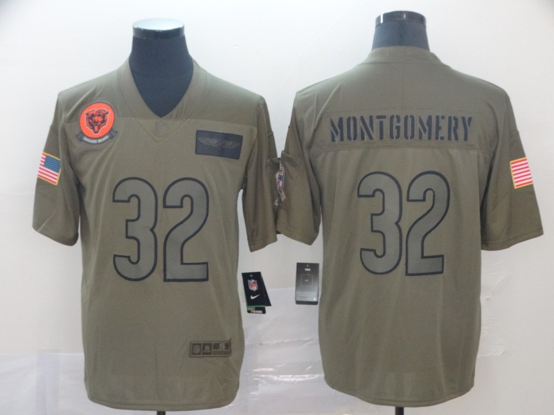 Men's Chicago Bears #32 David Montgomery 2019 Camo Salute To Service Limited Stitched NFL Jersey