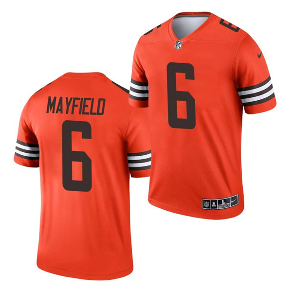 Men's Cleveland Browns #6 Baker Mayfield Orange 2021 Inverted Legend Jersey