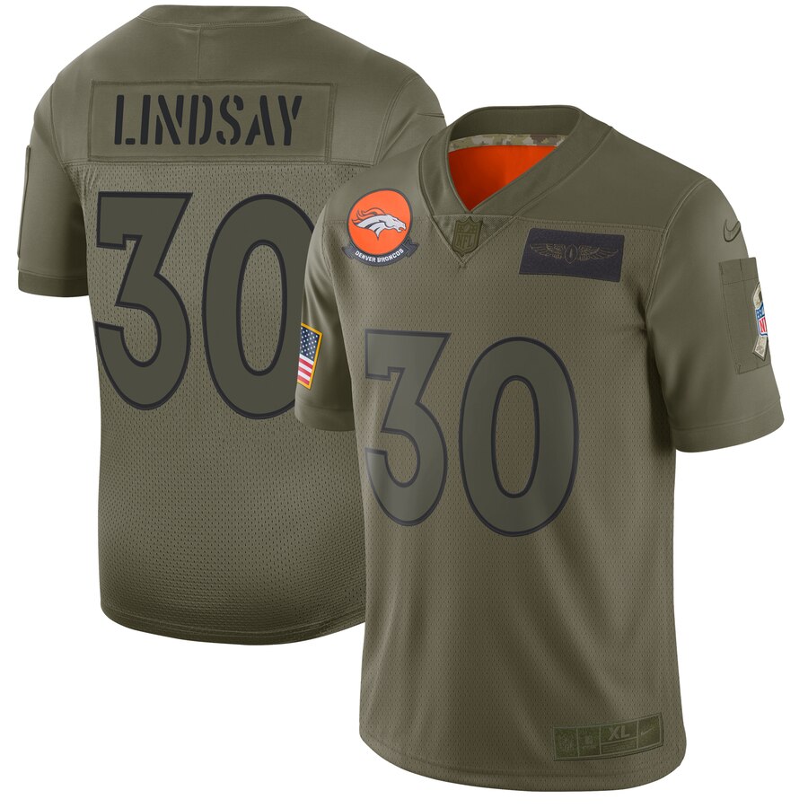 Men's Denver Broncos #30 Phillip Lindsay 2019 Camo Salute To Service Limited Stitched NFL Jersey.. - Click Image to Close