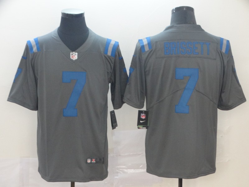 Men's Indianapolis Colts #7 Jacoby Brissett Gray Inverted Legend Stitched NFL Jersey - Click Image to Close