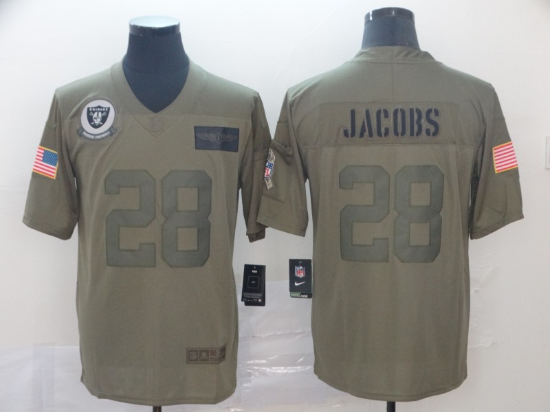 Men's Oakland Raiders #28 Josh Jacobs 2019 Camo Salute To Service Limited Stitched NFL Jersey..