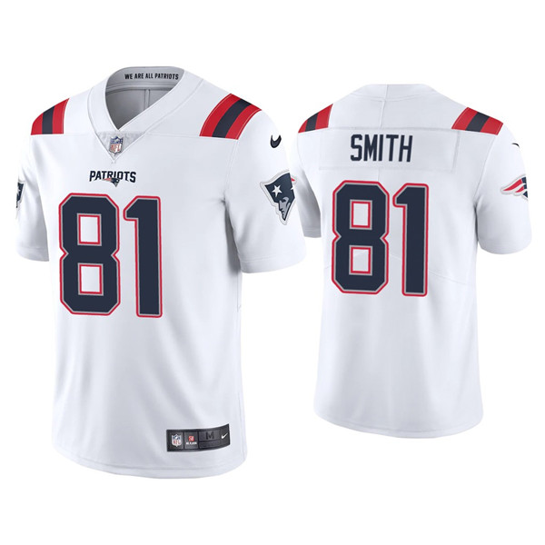 Men's New England Patriots #81 Jonnu Smith 2021 White Vapor Untouchable Limited Stitched Jersey - Click Image to Close