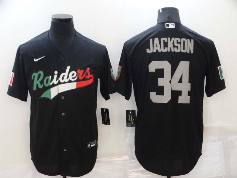 Men's Las Vegas Raiders #34 Bo Jackson Black Mexico Stitched Jersey