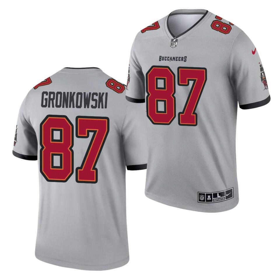 Men's Tampa Bay Buccaneers #87 Rob Gronkowski Gray 2021 Inverted Legend Stitched Jersey - Click Image to Close