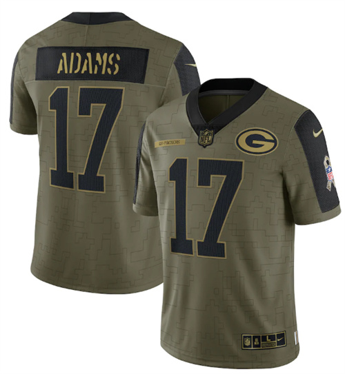 Men's Green Bay Packers #17 Davante Adams 2021 Olive Salute To Service Limited Stitched Jersey