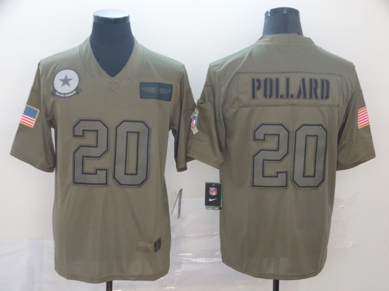 Men's Dallas Cowboys #20 Tony Pollard 2019 Camo Salute To Service Limited Stitched NFL Jersey