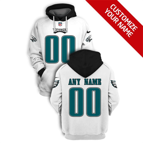 Philadelphia Eagles Active Player Custom 2021 White Pullover Hoodie(Stitched number&name)