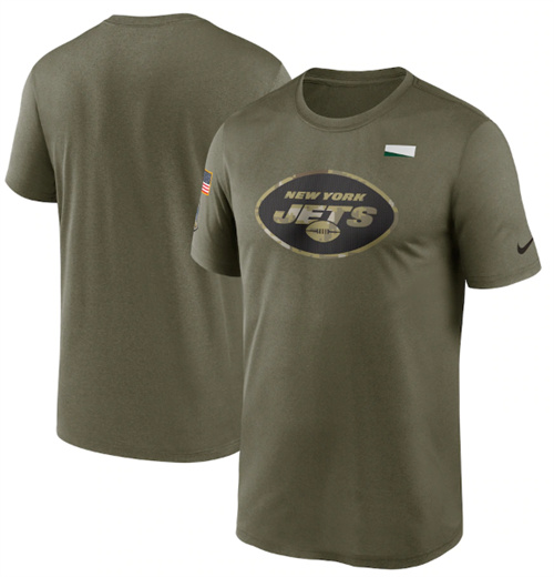 Men's New York Jets 2021 Olive Salute To Service Legend Performance T-Shirt