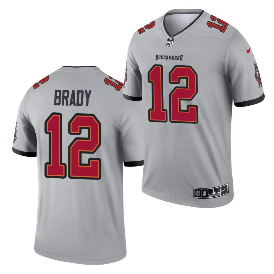 Men's Tampa Bay Buccaneers #12 Tom Brady Gray 2021 Inverted Legend Stitched Jersey - Click Image to Close