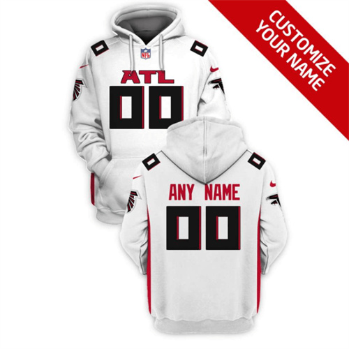 Atlanta Falcons Active Player Custom 2021 White Pullover Hoodie(Stitched number&name)