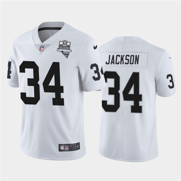 Men's Oakland Raiders White #34Bo Jackson 2020 Inaugural Season Vapor Limited Stitched NFL Jersey