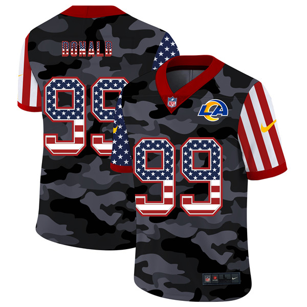 Men's Los Angeles Rams #99 Aaron Donald 2020 Camo USA Flag Limited Stitched NFL Jersey