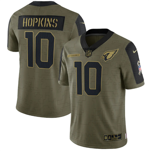 Men's Arizona Cardinals #10 DeAndre Hopkins 2021 Olive Salute To Service Limited Stitched Jersey