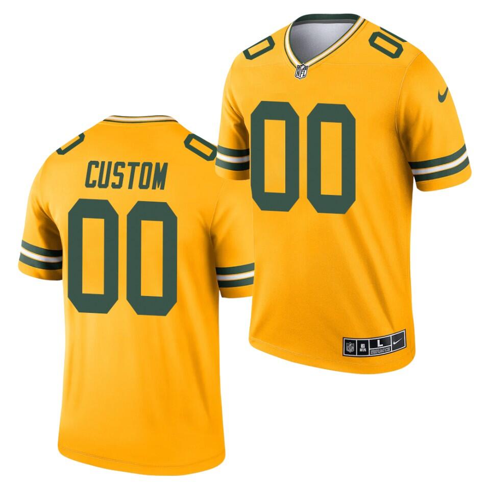 Men's Green Bay Packers ACTIVE PLAYER Custom Gold 2021 Inverted Legend Stitched Jersey - Click Image to Close