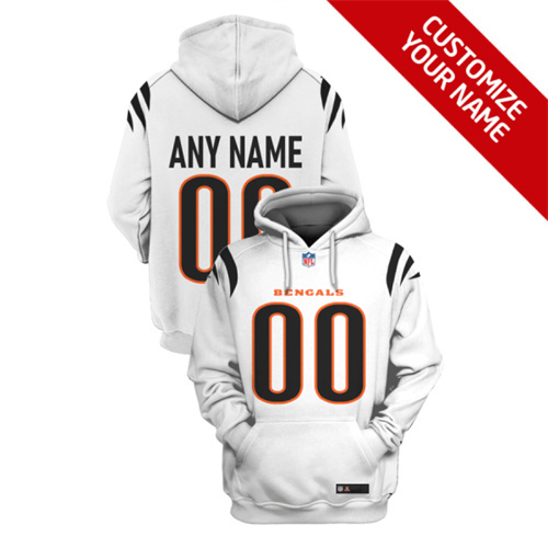 Cincinnati Bengals Active Player Custom 2021 White Pullover Hoodie(Stitched number&name)