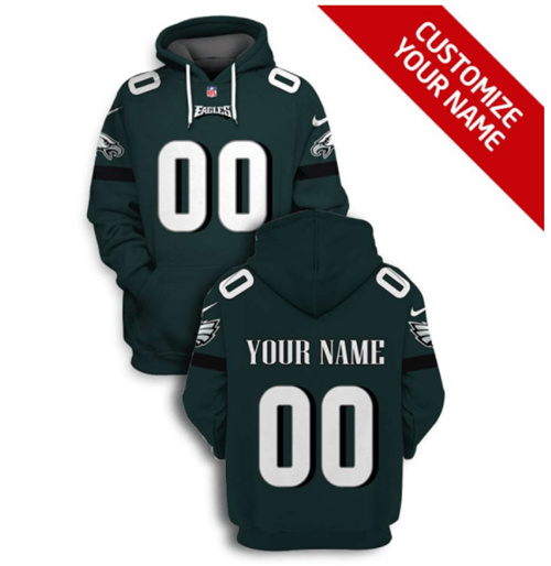 Philadelphia Eagles Active Player Custom 2021 Green Pullover Hoodie(Stitched number&name)