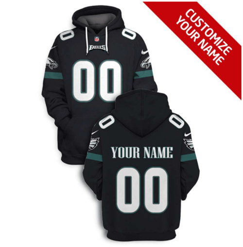 Philadelphia Eagles Active Player Custom 2021 Black Pullover Hoodie(Stitched number&name)