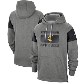 Men's Pittsburgh Steelers 2019 Grey Fan Gear Historic Pullover Hoodie