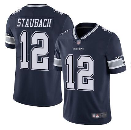 Men's Dallas Cowboys #12 Roger Staubach Navy Blue Vapor Untouchable Limited Stitched Jersey