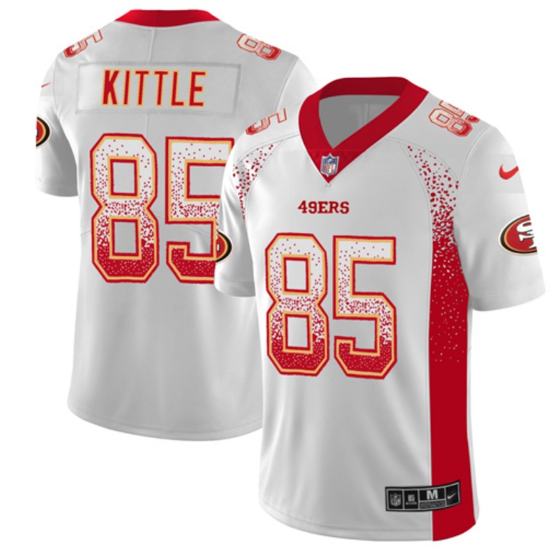 Men's San Francisco 49ers #85 George Kittle White 2019 Drift Fashion Color Rush Limited Stitched NFL Jersey - Click Image to Close